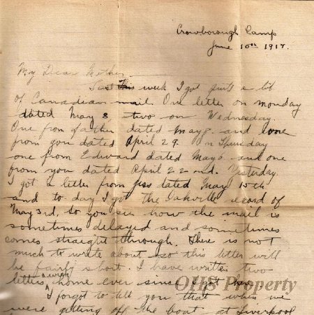 Munro Letters: June 10 1917; Melville Munro to Jessie Munro
