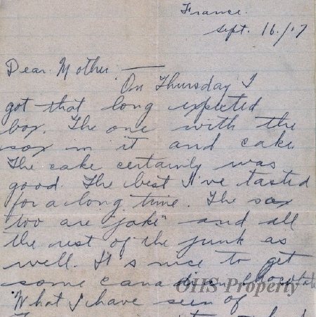 Munro Letters: 1917 Sept 16: George Brock Chisholm to Melville Munro.