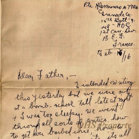 Gordon Munro Letters, Feb. 15, 1916
