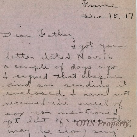 Munro Letters: Dec 15, 1917: Melville Munro to James E. Munro.