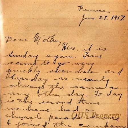 Munro Letters: Jan. 27 1917: Melville Munro to Jessie Munro