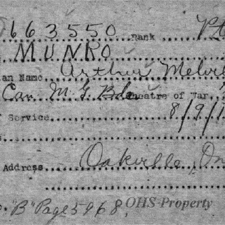 Arthur Melville Munro Military File