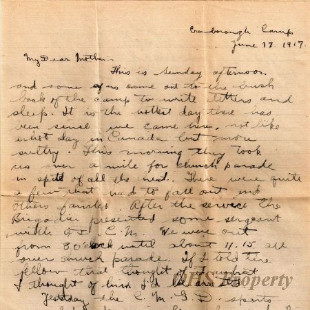 Munro Letters: June 17 1917; Melville Munro to Jessie Munro